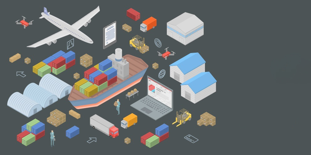 Trade goods export concept banner. Isometric illustration of trade goods export vector concept banner for web design